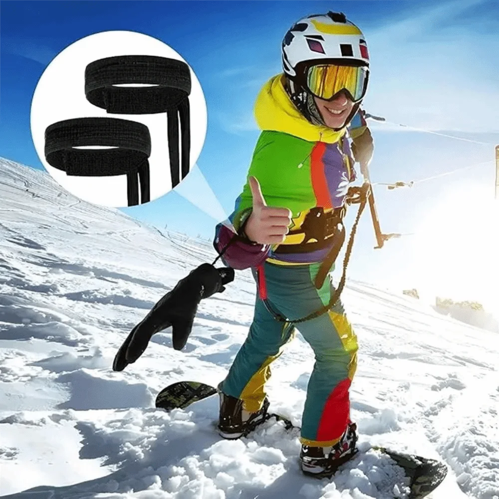 

4Pcs Adjustable Design Elastic Wrist Straps Nylon Material Metal Button Ski Glove Leashes Elastic Construction