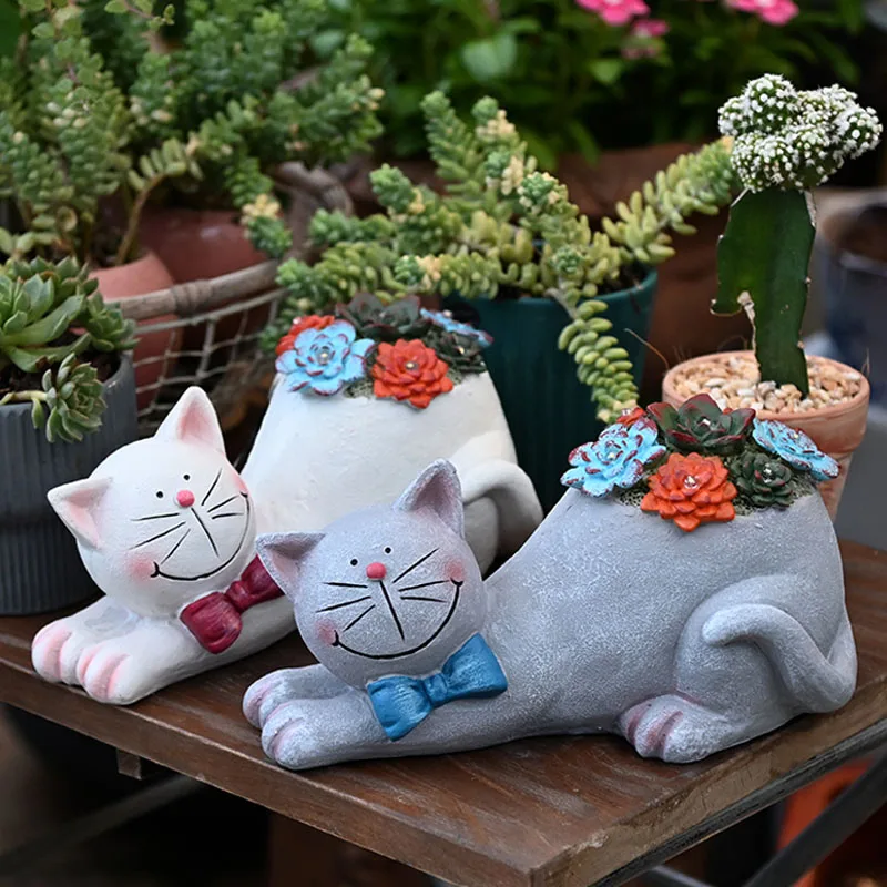

Creative Resin Cat Solar Sculpture Ornaments Outdoor Villa Courtyard Statue Crafts Garden Micro Landscape Decoration Accessories