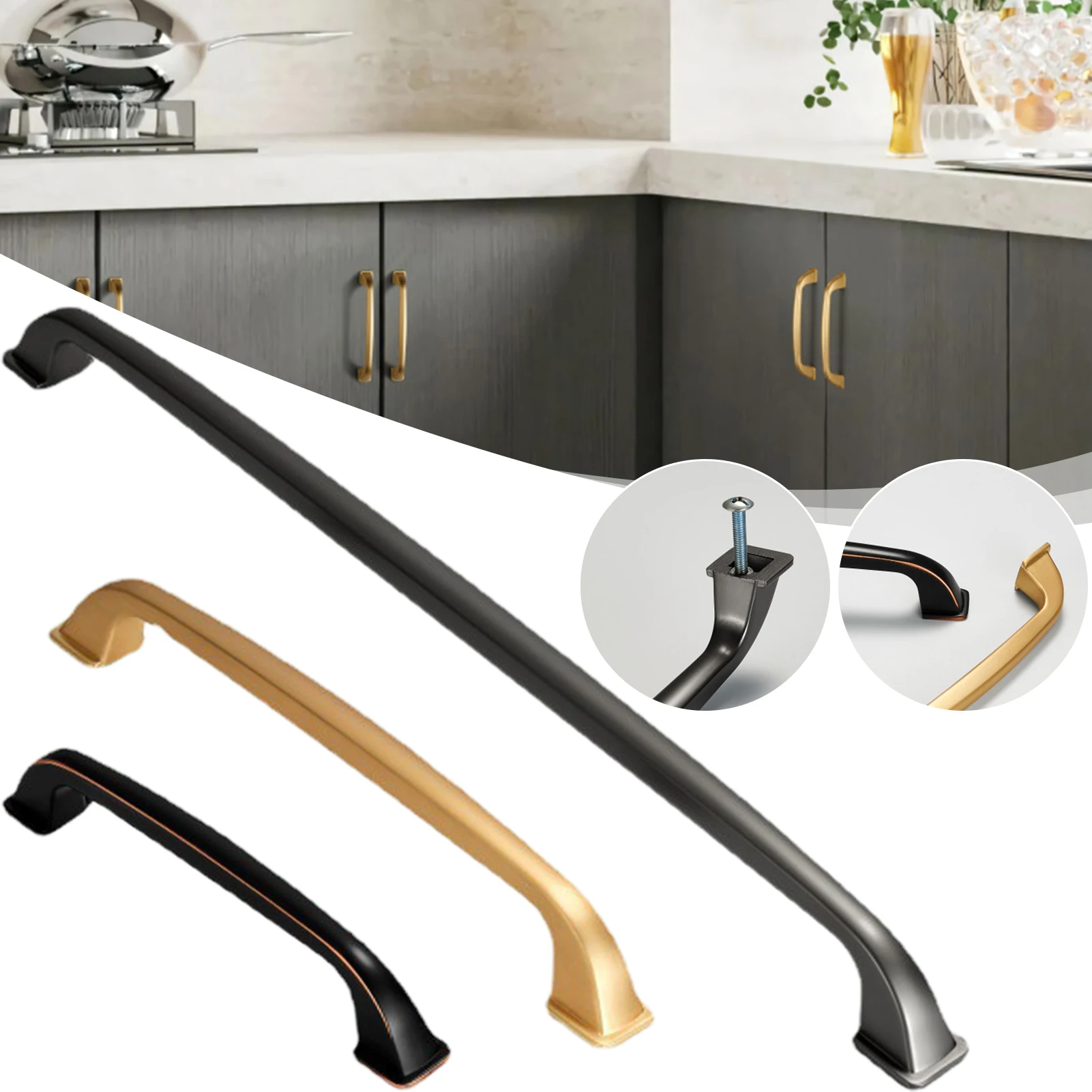 Modern Cabinet Door Handle Solid Zinc Allloy Furniture Handles Rust-Proof & Lightfast Surface Finish Modern Furniture Handle