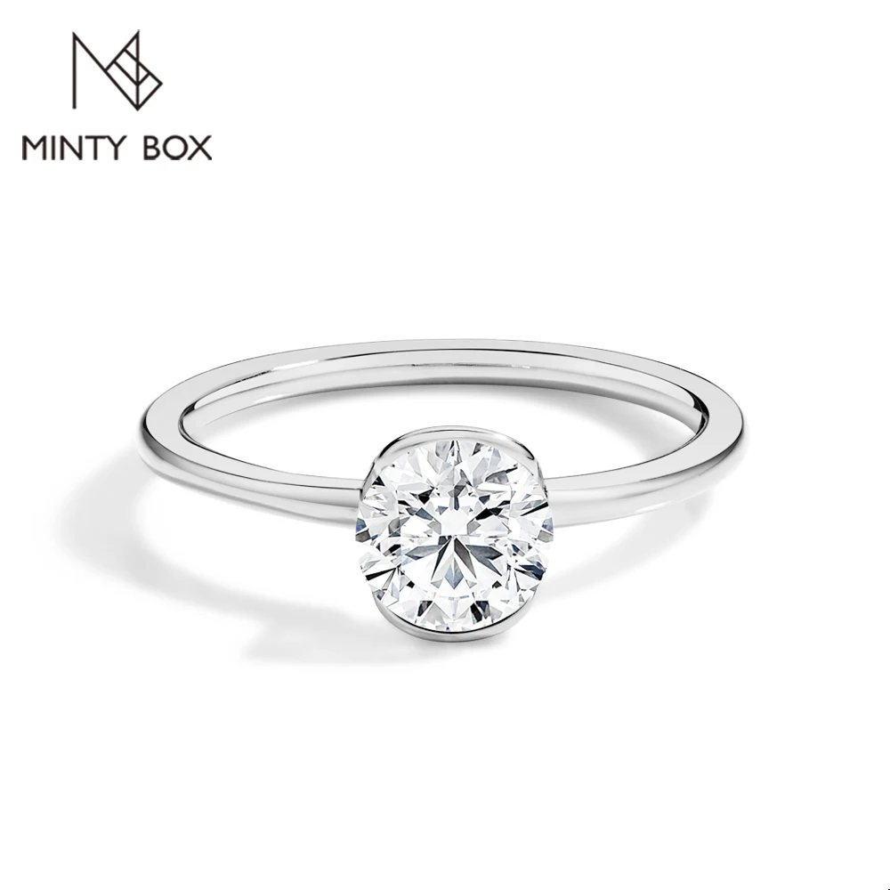 

MINTYBOX 1CT Engagement Ring For Women Round Cut Moissanite Ring 925 Sterling Silver Classic Anniversary Wedding Ring Jewelry