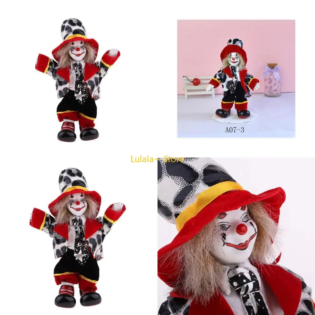 

Y4QA Ceramic Clown Figurine Traditional Figure Doll Home Display Accessory