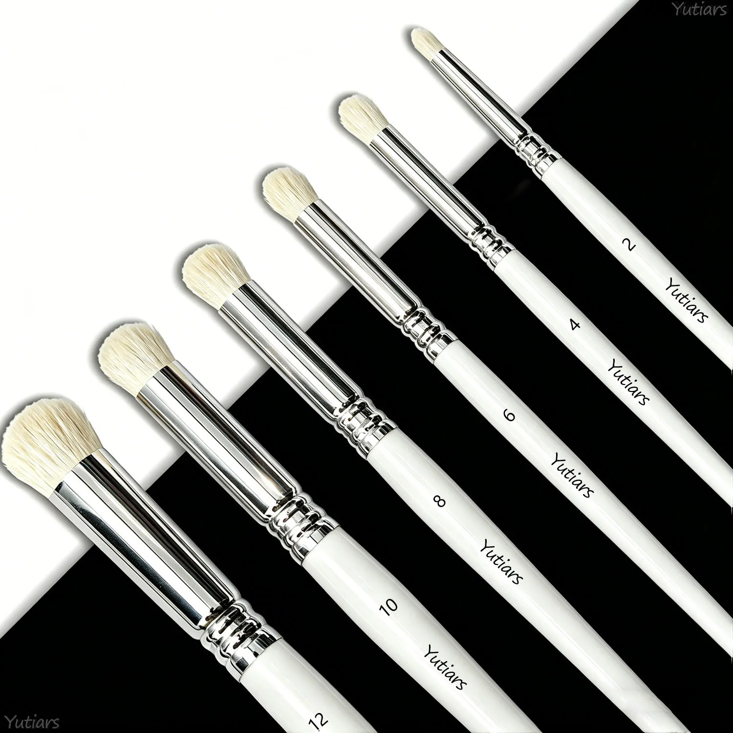 Yutiars Domed Drybrush Set 3/6Pcs - Premium Goat Hair Miniature Paint Brushes Wood Handle for Scale Model & Art Craft Tools