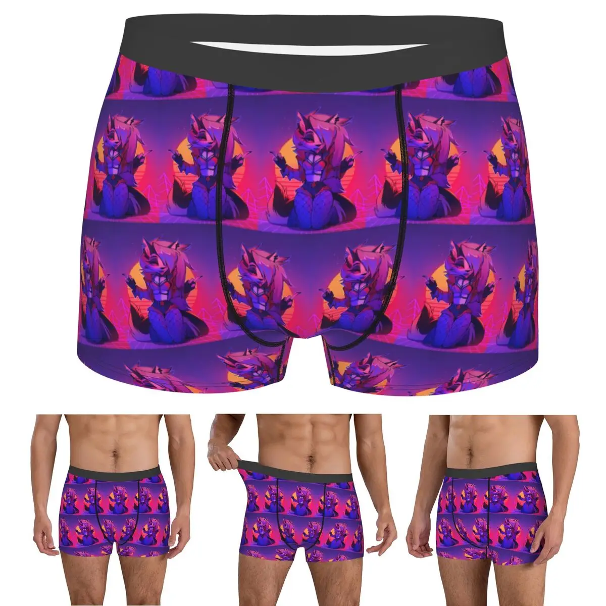 

Boxer Underpants Shorts Loona Collage Helluva Boss Anime Panties Men Comfortable Underwear for Homme Man Boyfriend Gift