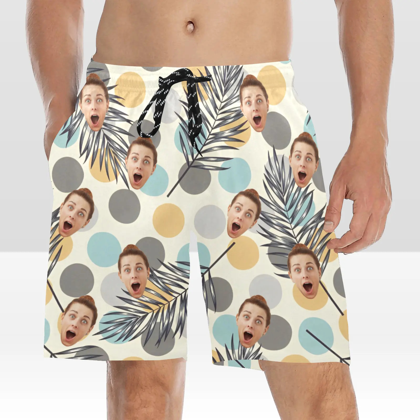 Custom Face Swim Trunks Personalized Pool Shorts Mens With Face Hawaiian Tropical Beach Shorts Valentine's Day Gift For Husband