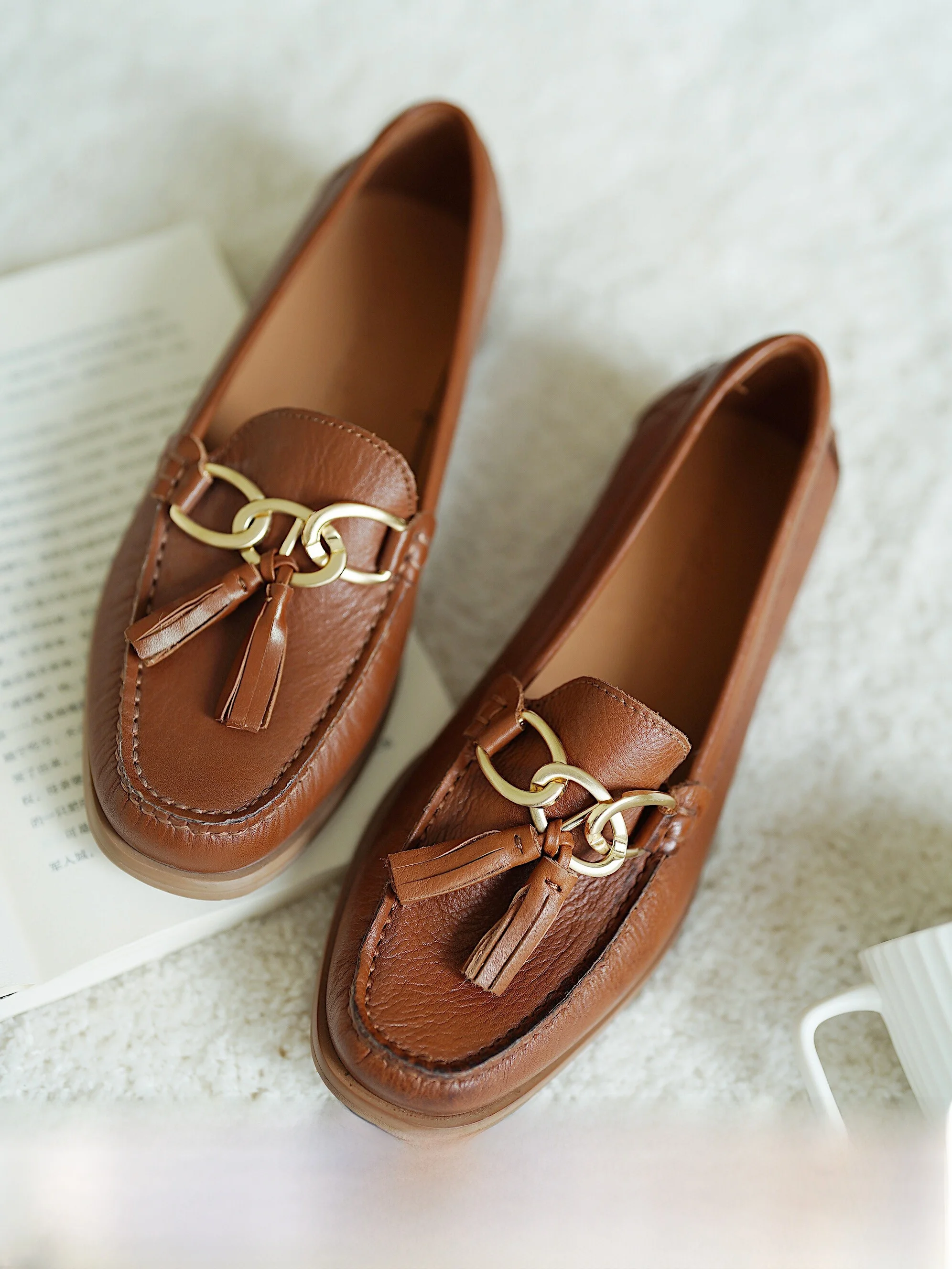 

Pumpkin Valley Vintage Flat oes Handmade Leather Inner Silk Leather Sole Retro Flats Women's Footwear Autumn Collection