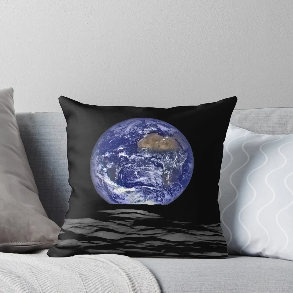 Earth Rise on Moon Throw Pillow Plaid Sofa Sofa Pillow Cover Pillows Aesthetic Throw Pillow