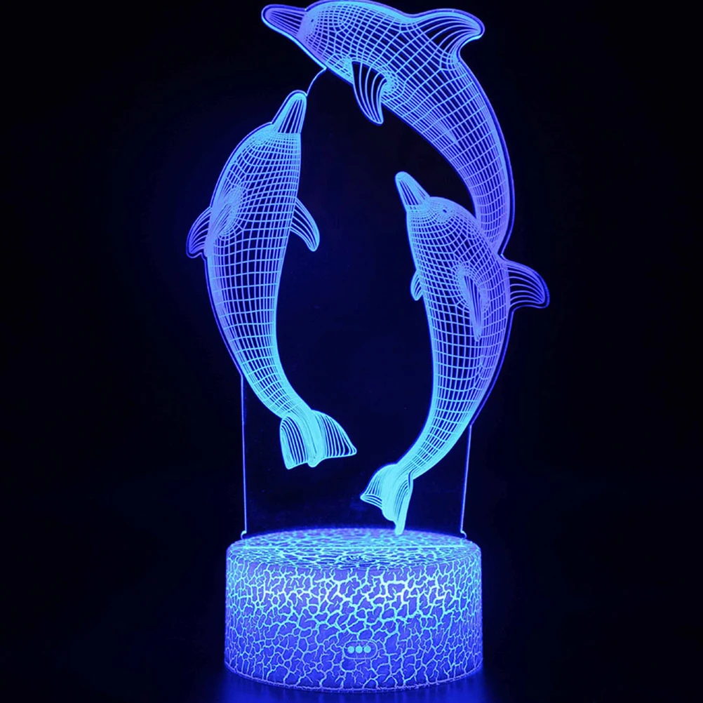

3D Night Light Fashionable Gift Lamp Animal Touch Dolphin Color Change Bedside Kids Room Decor Home Office