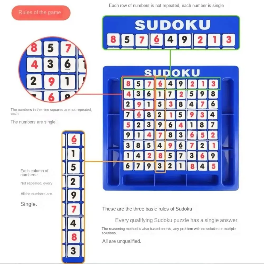 Jeu de mots croisés Sudoku à neuf grilles, jouet international Montessori, puzzle de dames, jeux de nombres et de places, 1 ensemble