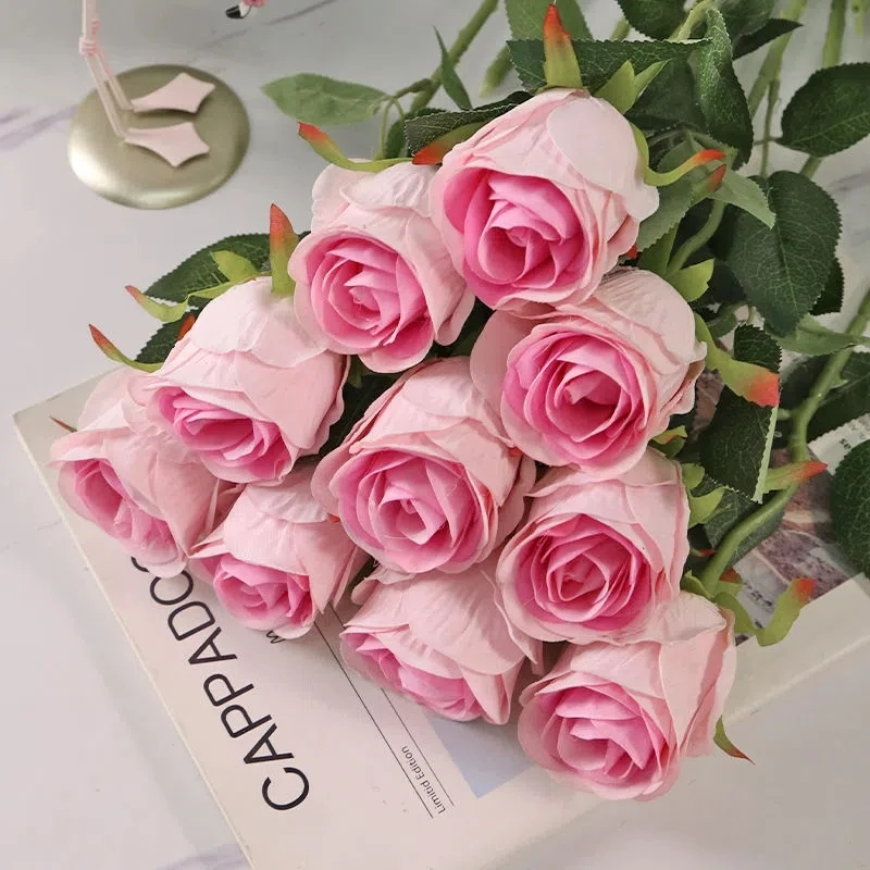 

Small Fresh Solid Color Simulation Roses Home Living Room Decoration Simulation Bouquet High-quality Simulation Flower Ornaments