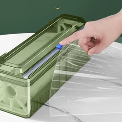 Cling Wrap Dispenser Plastic Transparent Refillable Wrap Cutter Storage Box Aluminum Foil Film Dispenser Organizer Kitchen Tool