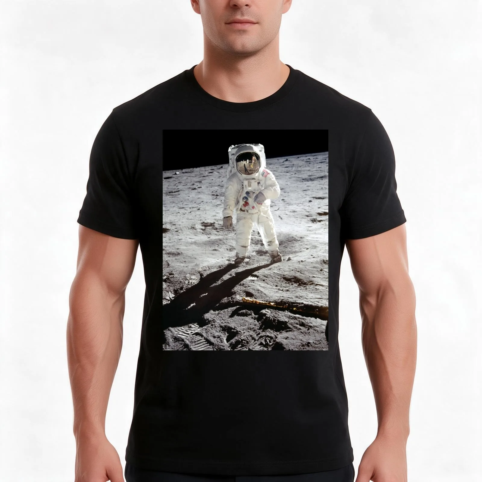 Buzz Aldrin on the Moon T-Shirt Summer Casual Cotton Tee Oversized Streetwear Tops Vintage Graphic Print Unisex Men Women