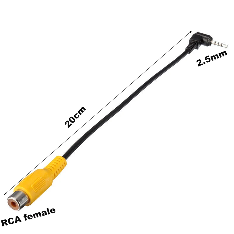 RCA To 2.5mm AV Converter Cable Car Rear View Reverse Parking Camera Car Navigation Video Cable Camera Conversion Cable v