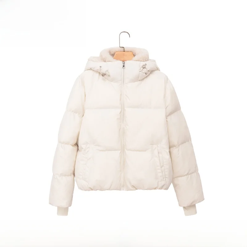 

Новая женская модная зимняя куртка EVEA с капюшоном, хлопковое пальто 30336 на молнии, укороченная, прямого кроя, с длинными рукавами