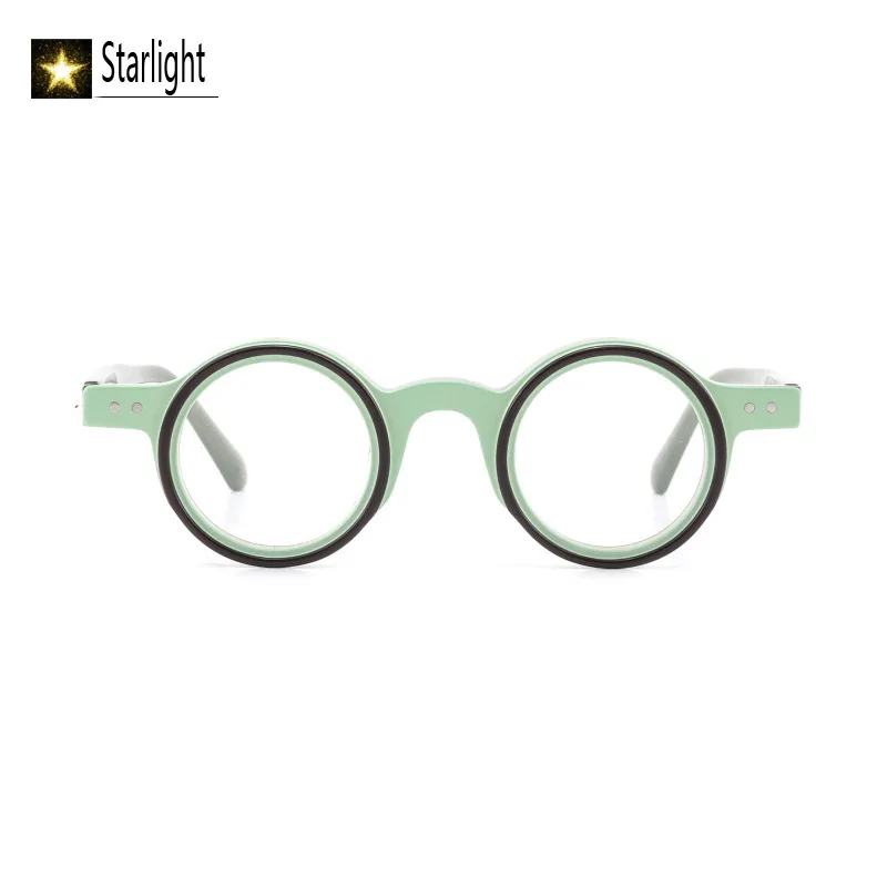 Small Acetate Patchwork Round Glasses Frames Men Eyewear Woman Myopia Reading Eyeglasses Frame Man Hyperopia Prescription 136mm