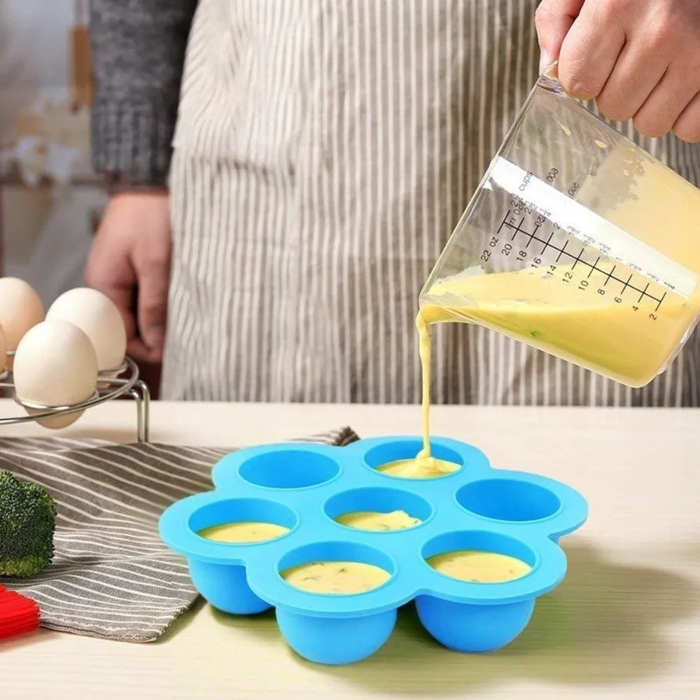 New Soft Silicone Pastry Making Molds 7-Compartment Easy Release Freezing Tray with Lids Multi-size Food Molds Kitchen Use