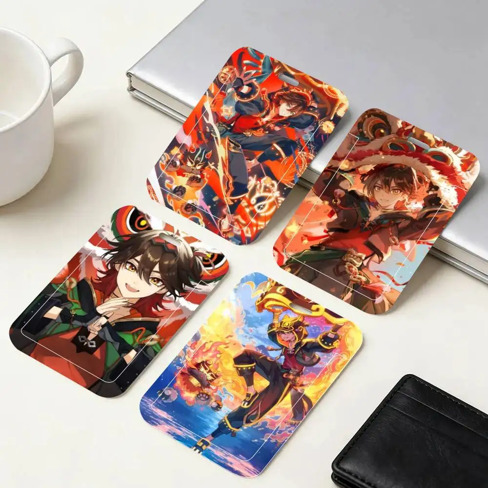 Game Genshin Impact Yip Gaming ID Card Holder Neck Strap Pendant Door Badge Holder Lanyards Keychain Work Credential Case Gift