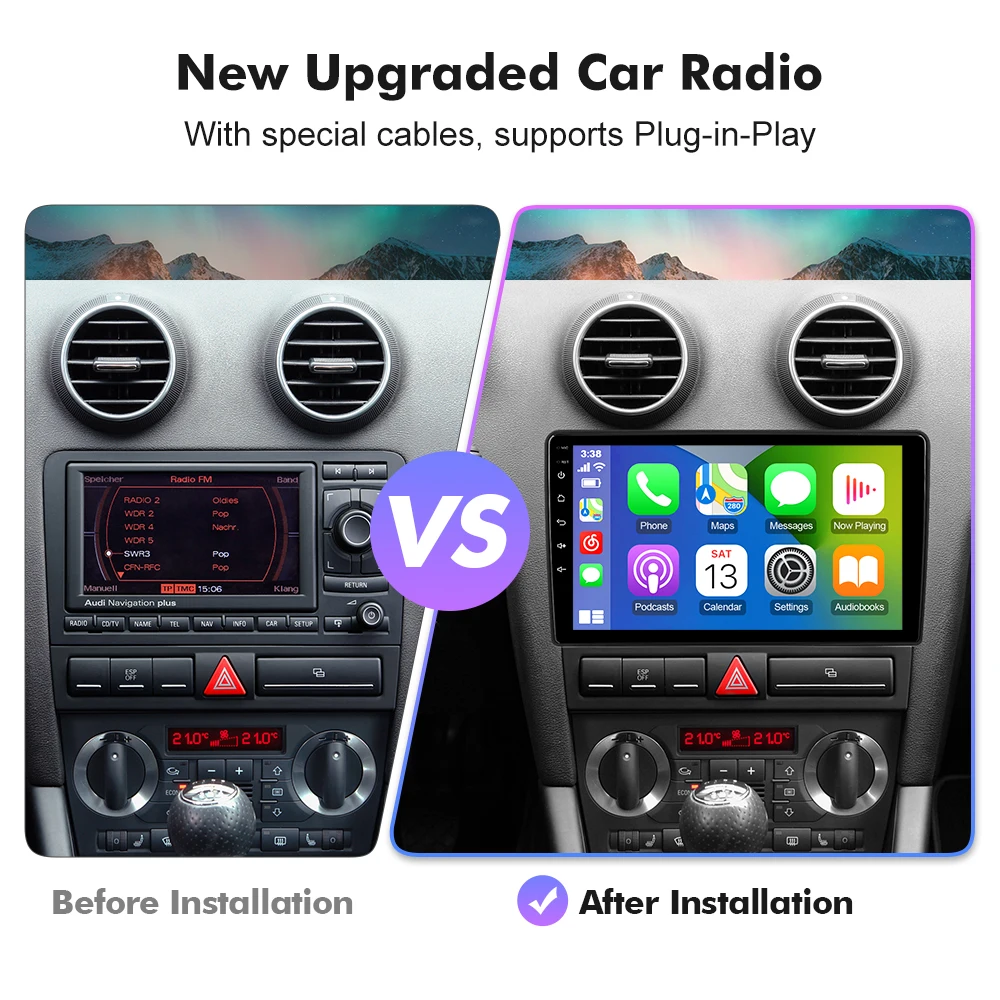2026 NEW! 9 Inch Android 14 Car Radio For Audi RS3 A3 8P S3 2003-2012 Carplay Auto Stereo GPS multimedia 4G wifi 6 Qualcomm
