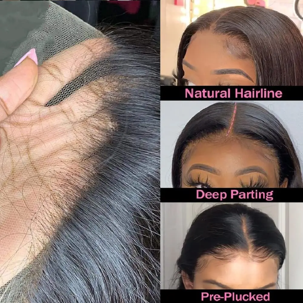 Pacotes de cabelo humano reto com laço frontal, Cabelo humano virgem brasileiro, 3 Pacotes com 13x4 Lace Frontal, 100% não processado