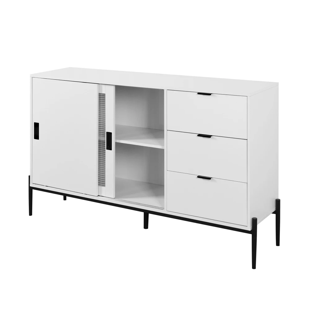 Glas-Schiebetür, 3 Schubladen, modernes Sideboard, Küche, Buffetschrank für Flure, Eingänge, Küche, Arbeitszimmer – Detail 20