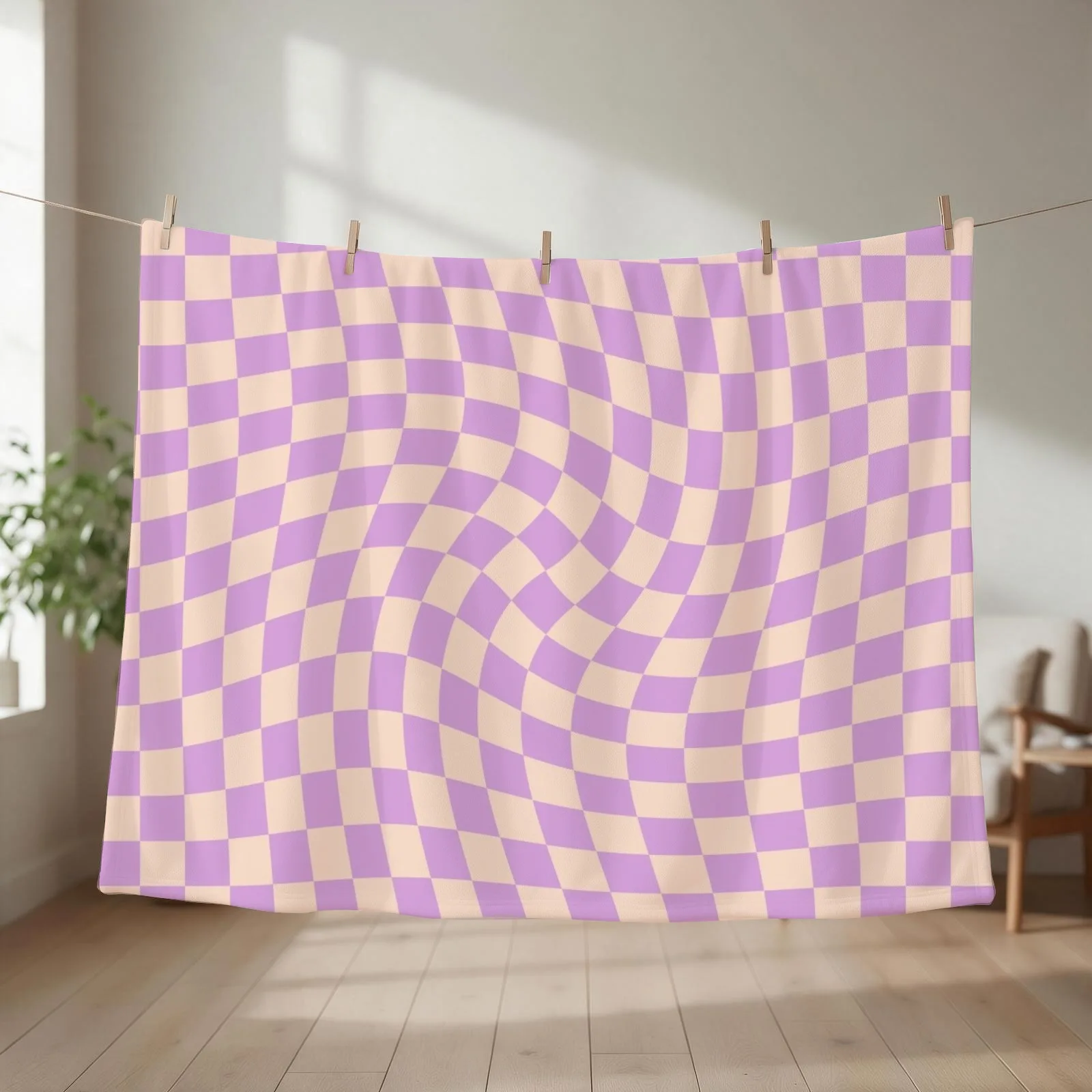 Check V - Lilac Twist Throw Blanket couch cozy soft plush fuzzy picnic outdoor blanket
