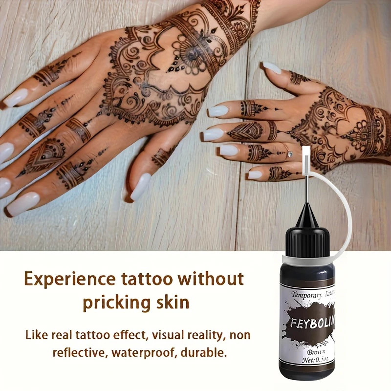 1pc/3pcs/5pcs Long-Lasting Temporary Tattoo Brown Gel Sticker for Creative Body Art Wedding Party Carnival Various Festivals