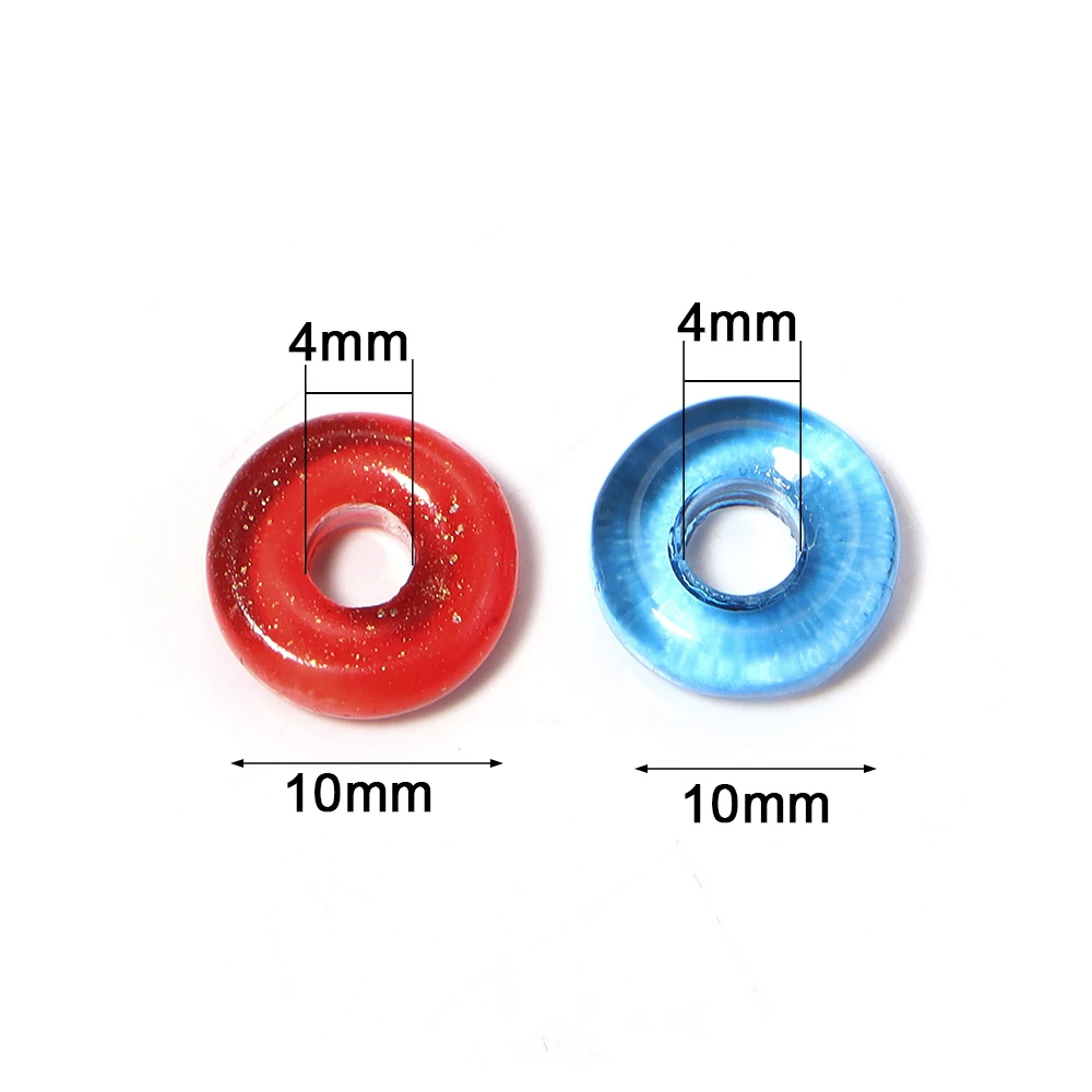 50pcs Lampwork Glass Donut Shaped Large Hole Spacer Beads