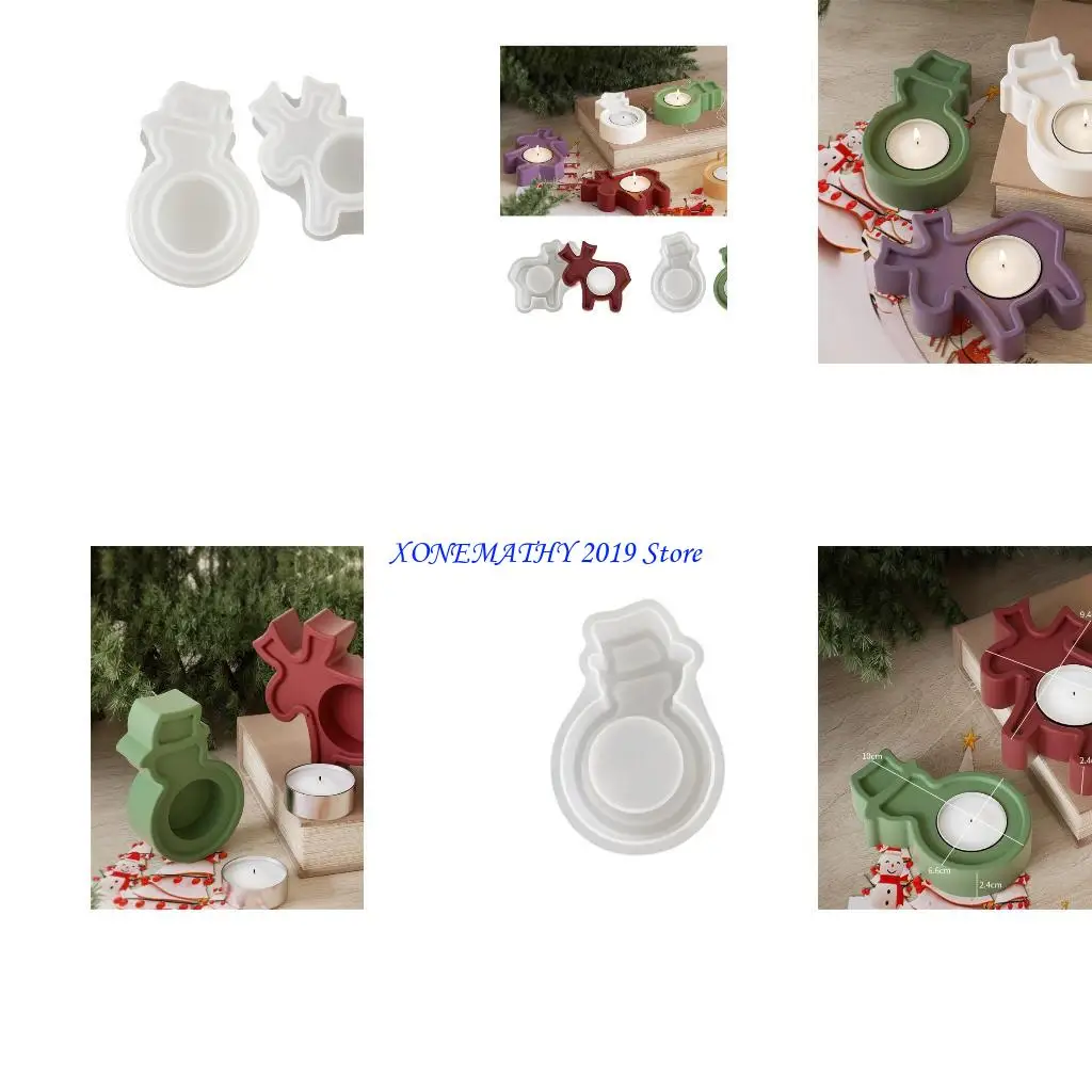 

F42F Candlestick Silicone Mold Stand Mould Christmas Themed Holder Gypsum Molds Home Decorations Mould