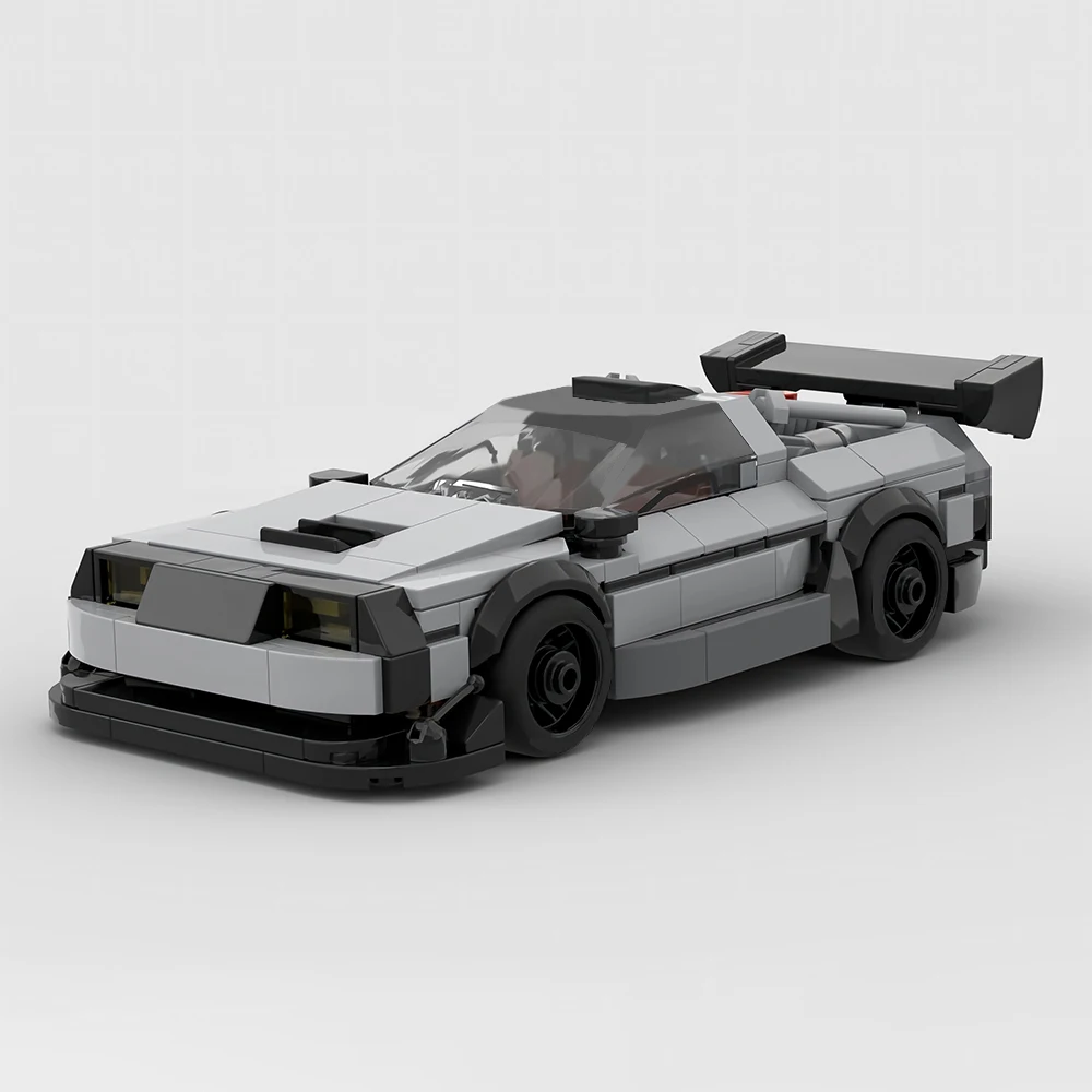 New MOC Speed ​​Series 80s Custom Sports Car Gray Model Building Blocks DIY Modular Car Assembly Toy Adult Collectible Gift Set