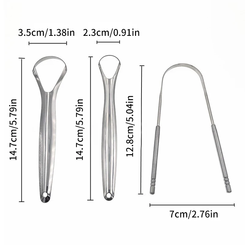 Raspador de língua portátil de aço inoxidável, raspador de língua reutilizável, alça antiderrapante, escova oral, capa de camada única