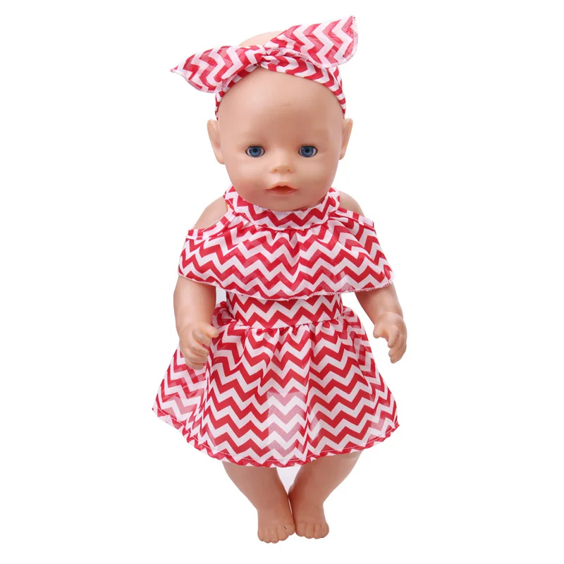 Summer 18 Inch Girl Doll 43 Cm Newborn Baby Six Colors Candy Color Dress Accessories Toy Birthday Gift