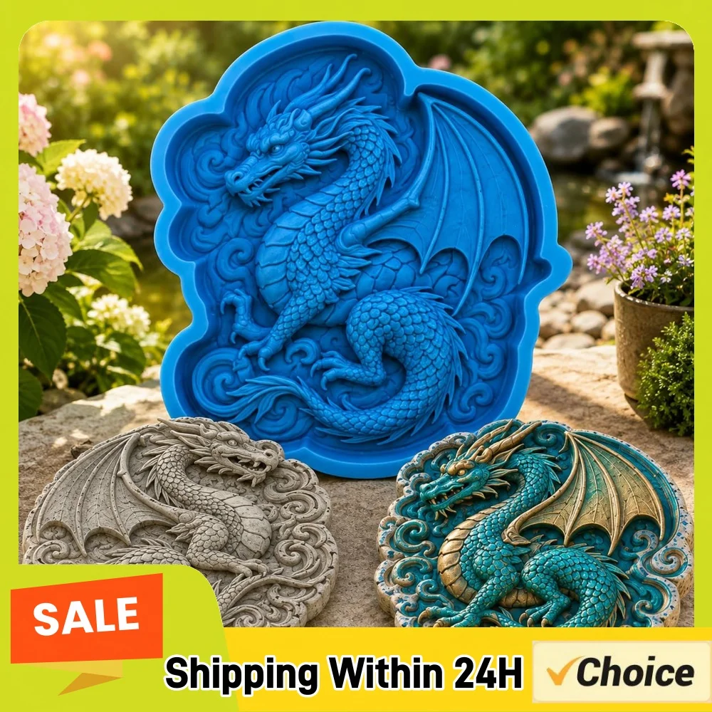 38CM Reusable Frog Dinosaur Mermaid Concrete Stepping Stone Mold DIY Walkway Paver Mold for Outdoor Patio Lawn Garden Decoration