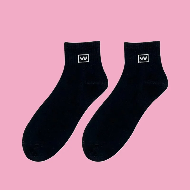 8/15 Pairs Men's High Quality Solid Color Letter Flat Socks Summer Casual Simple Bamboo Fiber Sports Socks Men's Mid-tube Socks