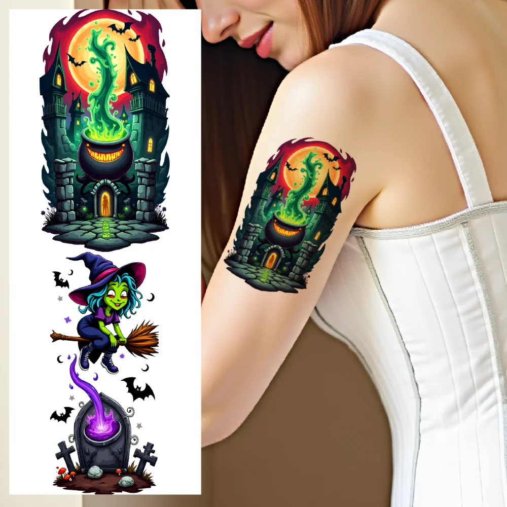 

12pcs Temporary Tattoo Spooky Decals Temporary Tattoo Stickers Halloween Stickers Halloween For Cheeks Men Adults