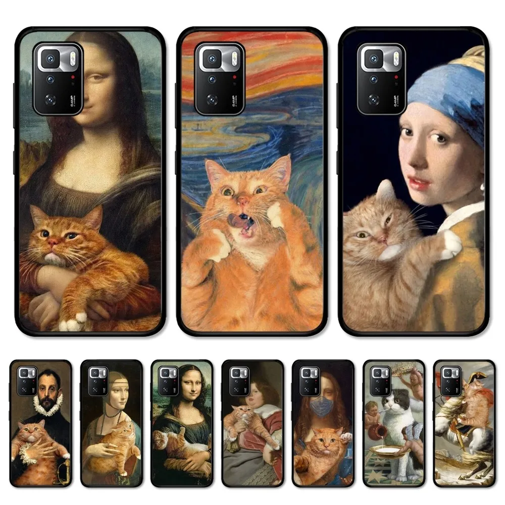 

Van Gogh Mona Lisa Fun Cat Art Phone Case For Redmi Note 4 X 5 A 6 7 8 Pro T 9 Pro 9S 10 Pro 11 Pro 11S 11Epro PocoM3pro