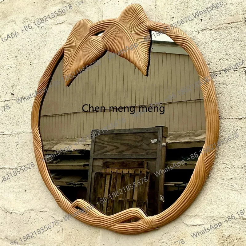 

French round bed and breakfast retro decorative mirror wall hanging makeup mirror dressing mirror home