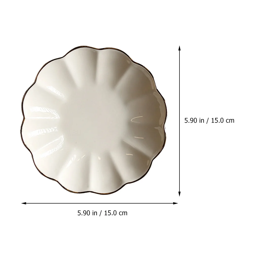 

1Pcs Ceramic Gold Edge Cake Tray White Large Capacity Cake Holder Dessert Display Stand Jewelry Tray for Home Office