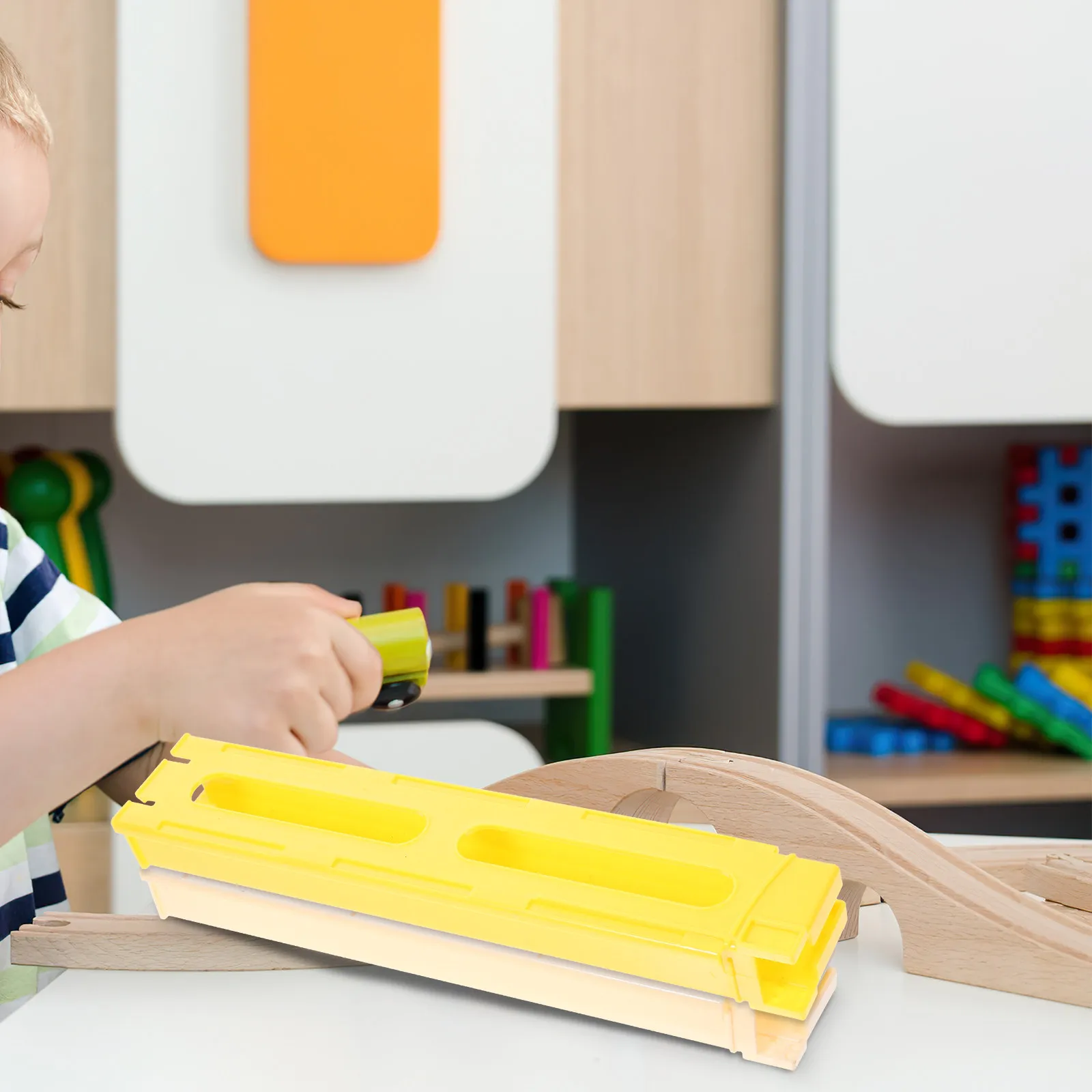 Clips de compresión Domino de 2 piezas, color brillante, tamaño compacto, clips de plástico seguros para niños, accesorios de extensión para trenes de dominó DIY