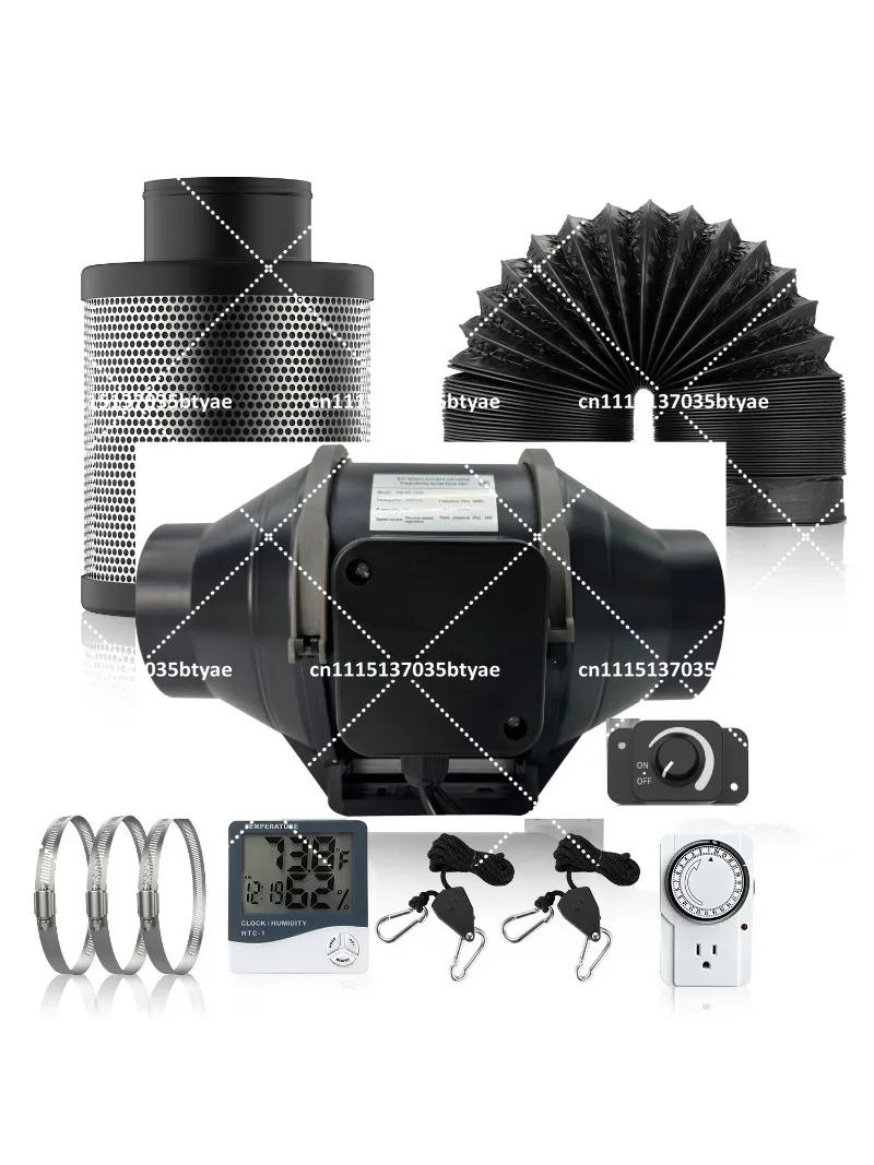 4 Inch Smart Inline Duct Fan with Humidity Temperature Control and Air Carbon Filter with 8 Ft Al Dryer Ducting for Grow Tent