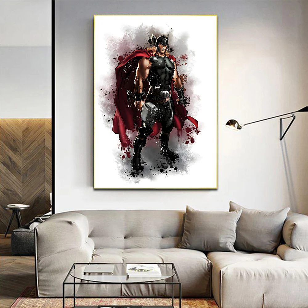 MINISO Marvel película vengadores acuarela lienzo carteles Spiderman Iron Man Hulk arte de la pared del hogar pintura impresiones decoración de la