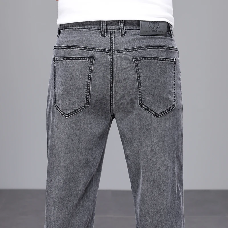 2026 Summer Men's Lightweight Lyocell Straight Leg Jeans High Quality Clothing Business Casual Young Men's Thin Denim Pants