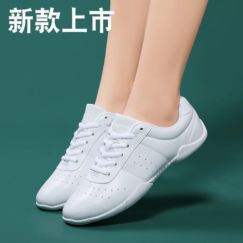 New parent-child microfiber leather athletic women's aerobics shoes, women's soft soled anti slip cheerleading shoes, children's