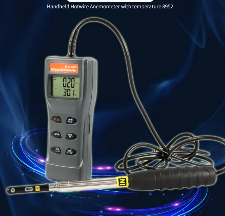 AZ 8952 Handheld Hot Wire Anemometer with TempTelescopic high-precision air outlet induction anemometer Air volume temperature