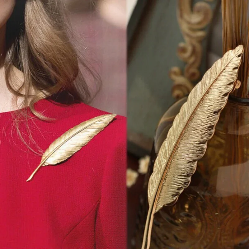 i-Remiel Gold Color Zinc Alloy Men\'s Leaf Brooches Accessories for Women