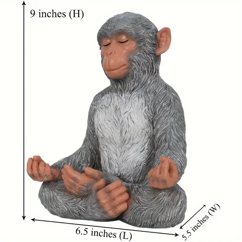 Monkey Zen Ornament Monkey Sitting on Stone Meditating Resin Made Reveal Truth of Universe