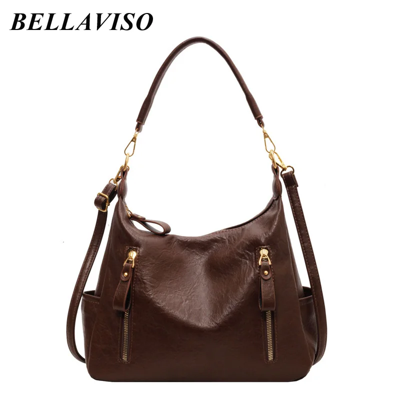 

BellaViso Trendy Women's PU Leather Tote Shoulder Bag Female's Delicate Large Capacity Handbag Versatile Crossbody Bags BLSB-57