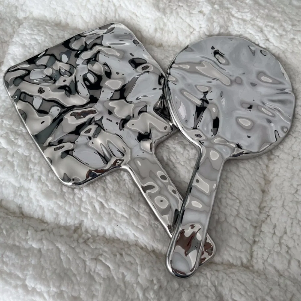 Galvani sierte Griff Make-up Spiegel HD Schönheit tragbare runde Hand quadratische Hand kleinen Make-up Spiegel