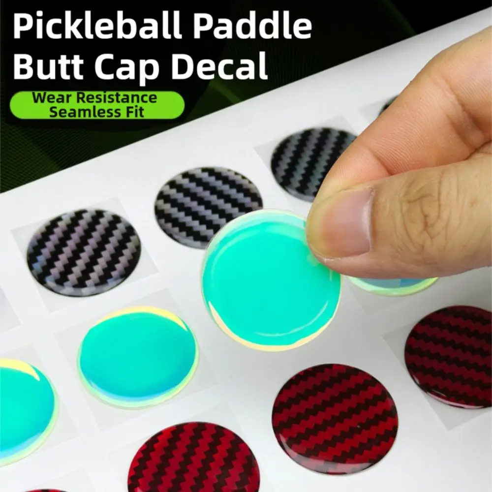 2Pcs 30mm Size Pickleball Paddle Butt Cap Cover Luminous Seamless Butt End Sticker Decal 3D Creativity Pickleball Paddle Decor