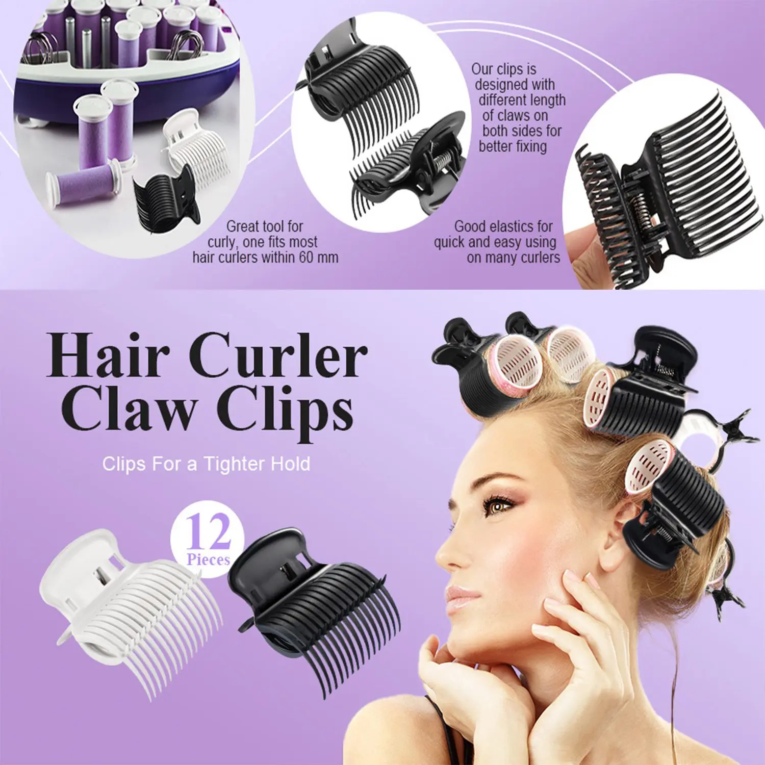 

AA20-10Pc/Lot Hair Claws Hot Roller Clips Hair Curler Claw Clips Roller Clips For Women Girls Hair Section Styling