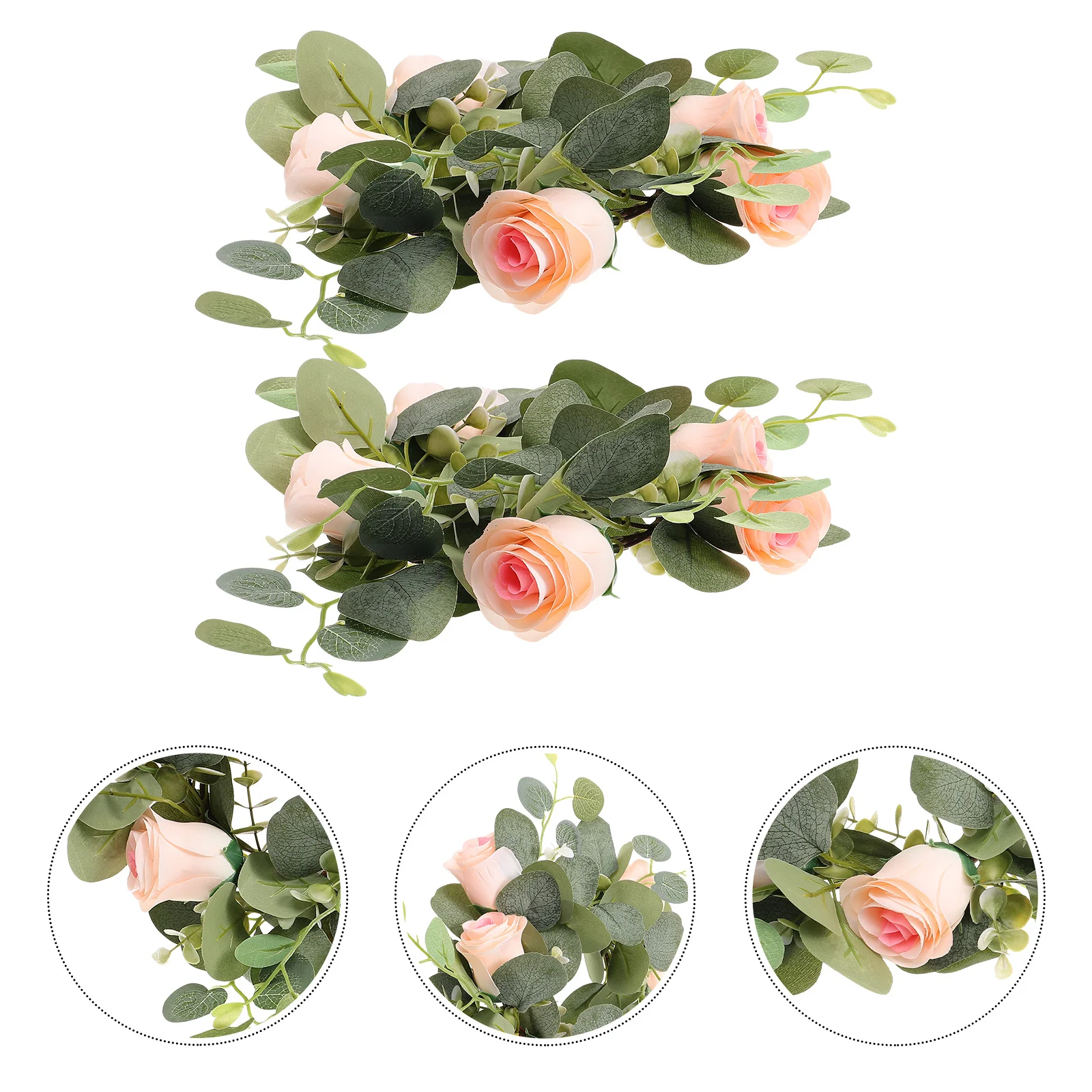 

2Pcs Artificial Simulation Flower Rings Party Decoration Spring Wreaths for Home Wedding Desktop Decor Ring