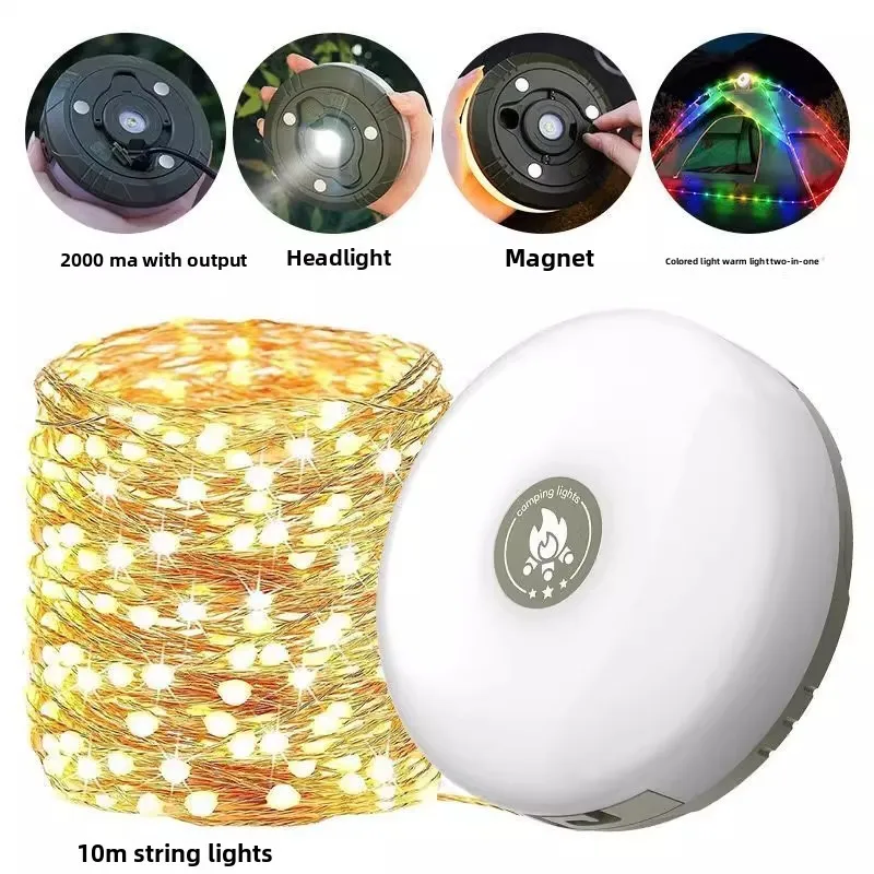 

Светодиодная гирлянда-роллабель для кемпинга с выдвижными светодиодными лампочками, разноцветная, для создания праздничной атмосферы, освещение для палаток, акция